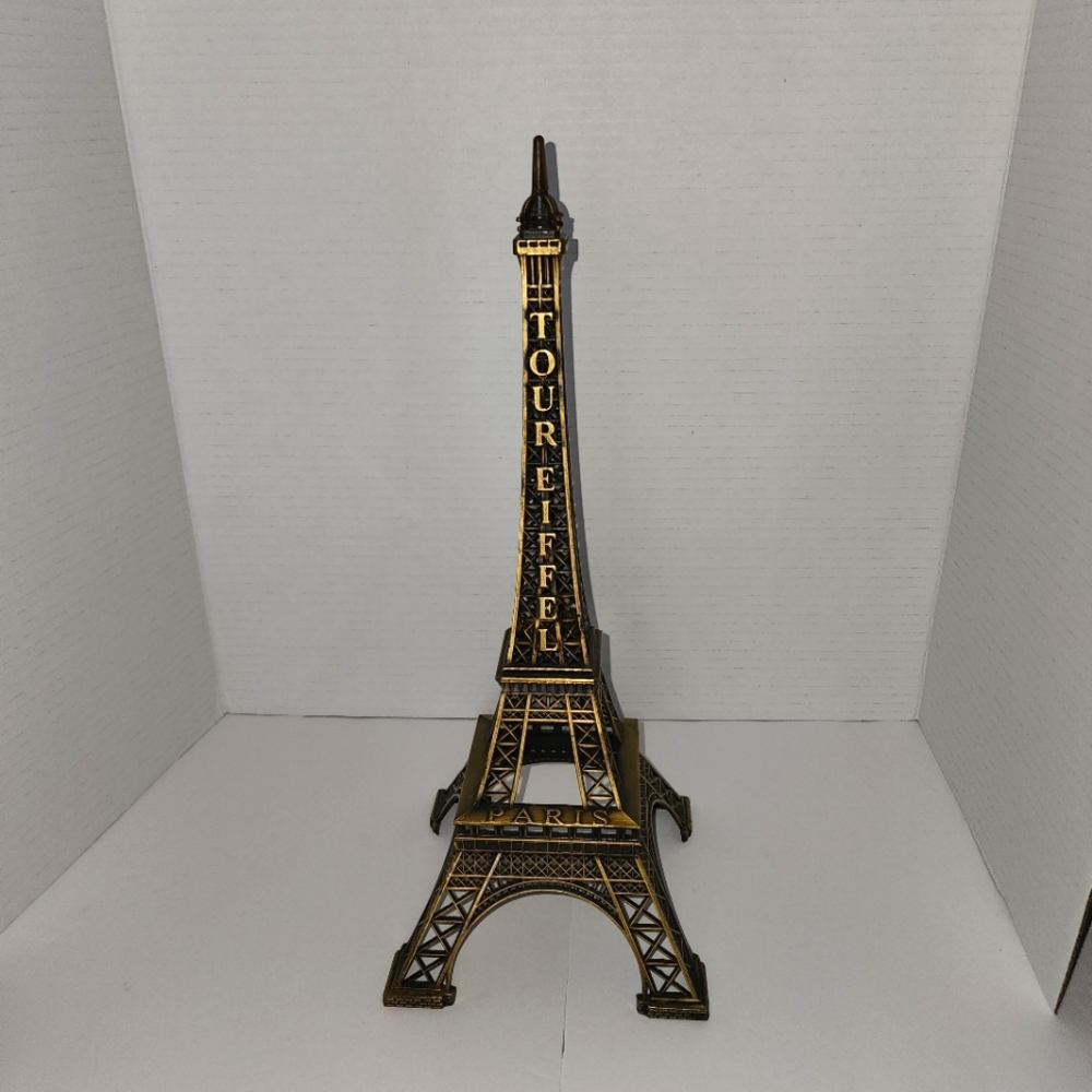 EIFFEL TOWER in Paris FRANCE. Metal Bronze Color 15" Tall X 6" X 6" Wide & Deep